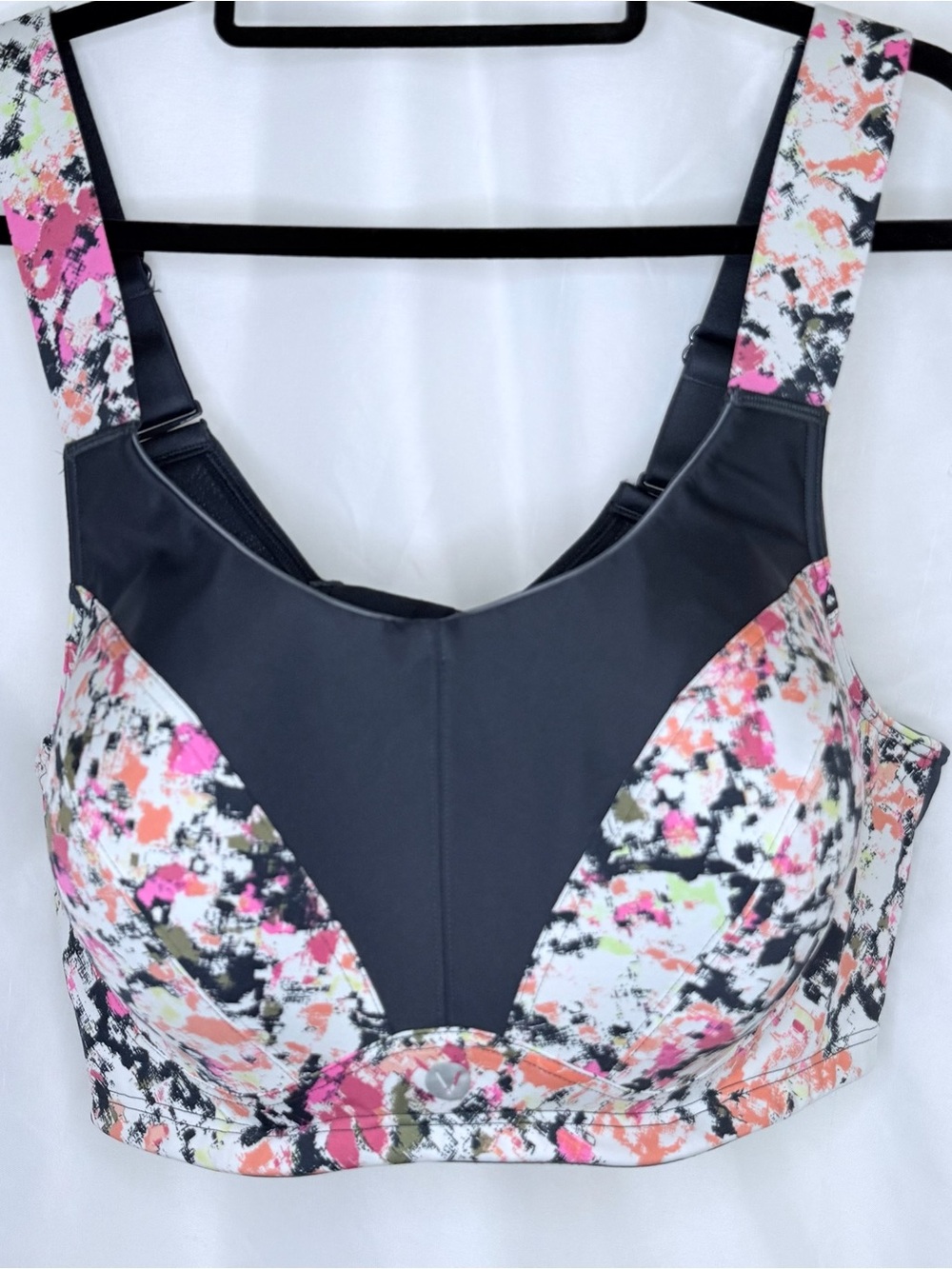 Livi Active Black Sports Bra with Pink & Coral Floral Print